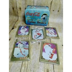 Vintage Coca-Cola Collectible Metal Trading Cards in Tin (lvb)